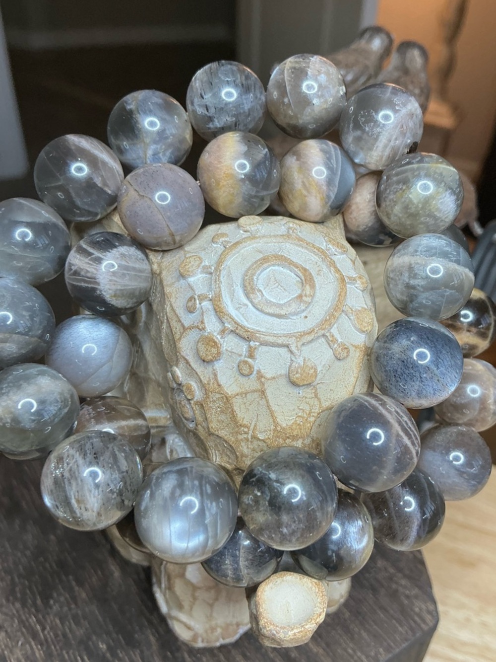 Black Skeleton and Moonstone 13mm